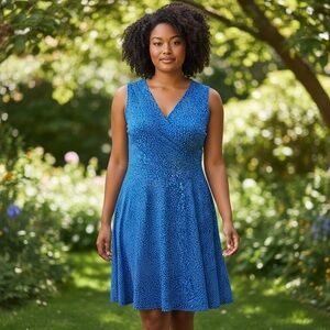 Guberry Blue V-Neck Midi Dress